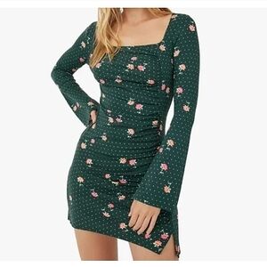 Free People NWT Celia Emerald Green Mini Dress, size Medium